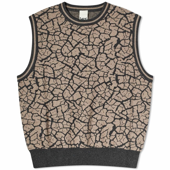 Photo: P.A.M. Men's Mudcrack Knitted Vest in Taupe