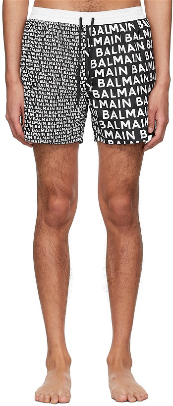 Photo: Balmain Black Polyester Swim Shorts