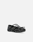 Pinko Monogram Ballet Flats With Rhinestones And Bow At The Toe Limo Black