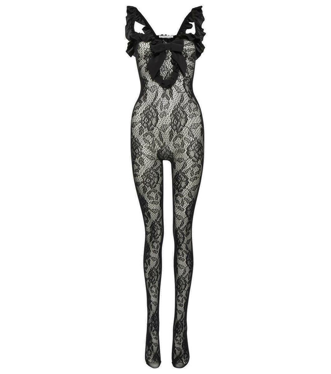 【Alessandra Rich】 Camouflage embellishedコットンブラレット Alessandra Rich Floral lace catsuit Alessandra Rich