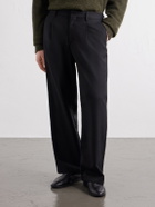Mr P. - Wide-Leg Pleated Wool-Fresco Trousers - Black