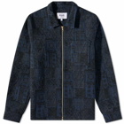 Wax London Men's Spin Jacquard Chase Jacket in Navy And Ecru