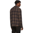 Amiri Brown Cracked Plaid Flannel Shirt