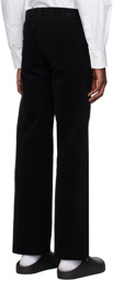 We11done Black Two Tucks Low-Rise Wide-Fit Trousers