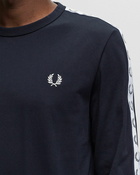 Fred Perry Taped Long Sleeve Tee Blue - Mens - Longsleeves