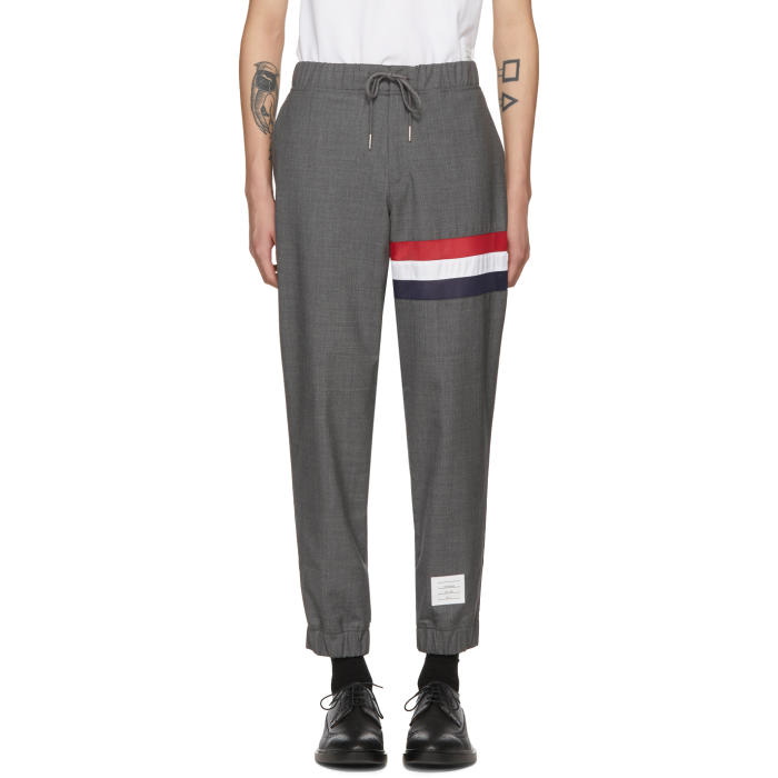 Photo: Thom Browne Grey Stripe Seams Lounge Pants