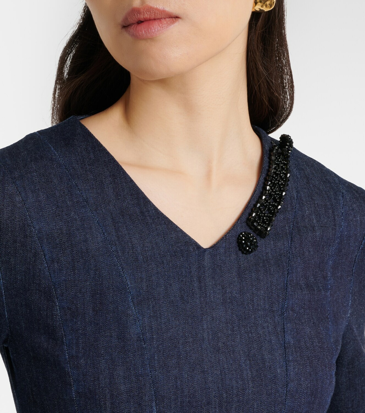 'S Max Mara Vela embellished belted denim midi dress