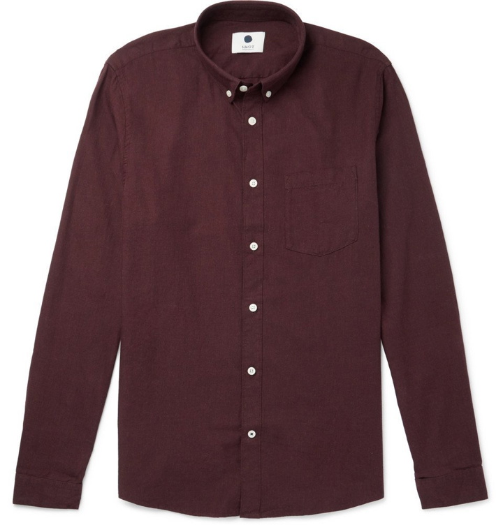 Photo: NN07 - Sixten Button-Down Collar Cotton-Flannel Shirt - Men - Burgundy