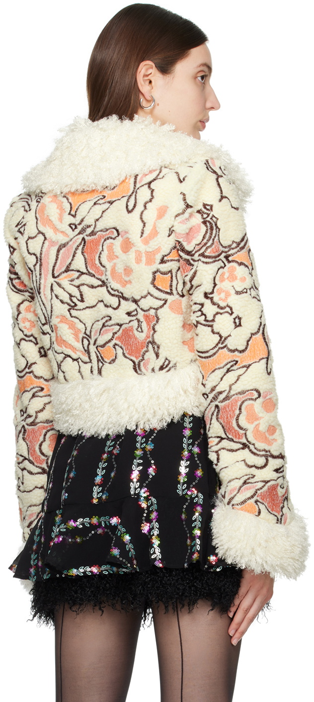 Anna Sui Off-White Nouveau Embroidered Cardigan
