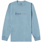 Pass~Port Men's Long Sleeve Official Embroidery T-Shirt in Stonewash Blue