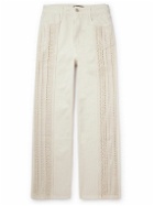 Amomento - Straight-Leg Crocheted Cotton-Blend Panelled Jeans - White