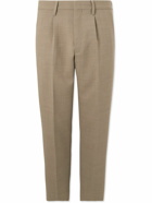 NN07 - Bill 1684 Tapered Cropped Pleated Woven Trousers - Brown