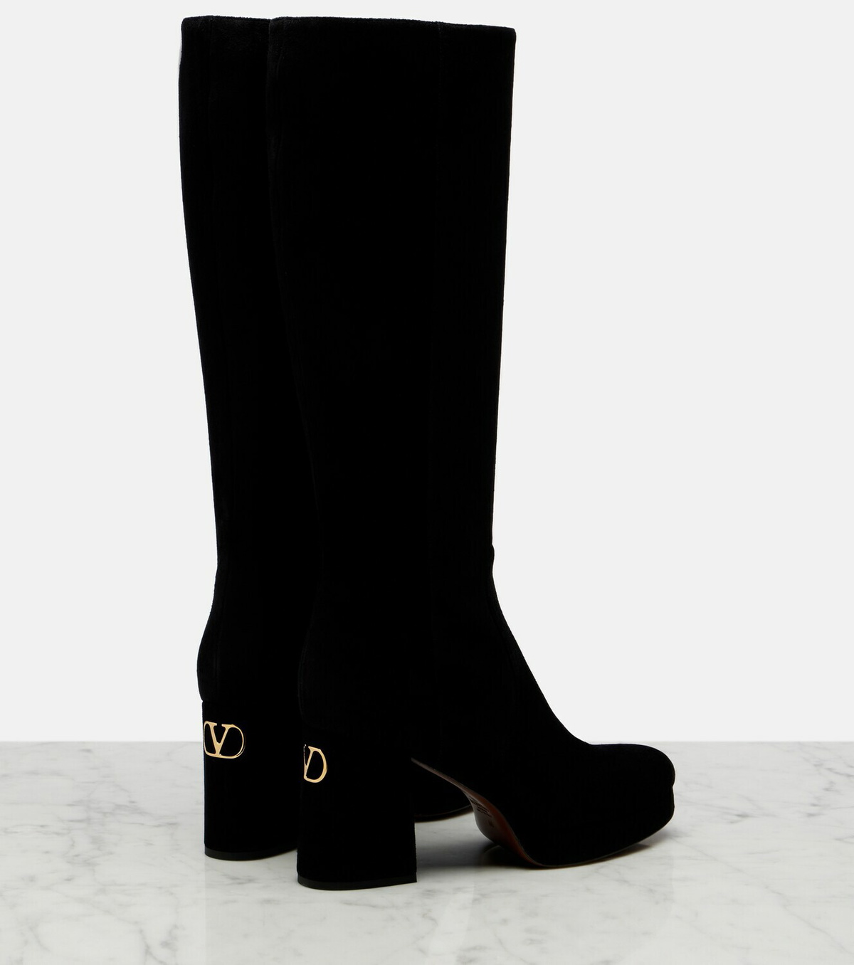 Valentino Garavani Fawcette VLogo suede knee-high boots