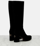 Valentino Garavani Fawcette VLogo suede knee-high boots