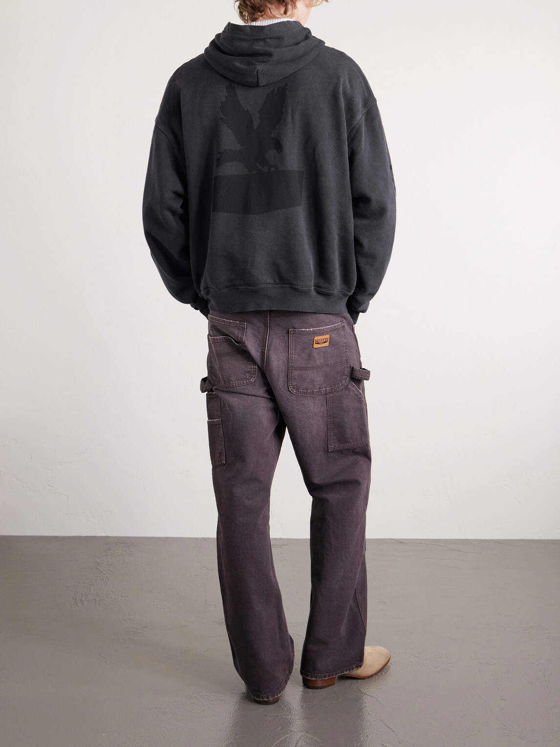 Cherry Los Angeles - Sun Faded Thermal Cotton-Fleece Hoodie - Black