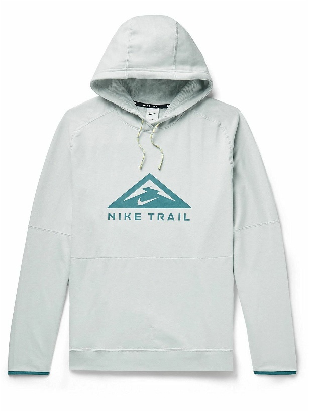 Photo: Nike Running - Trail Magic Hour Logo-Print Cotton-Blend Dri-FIT Hoodie - White