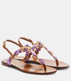 Dolce&Gabbana Majolica leather-trimmed satin thong sandals