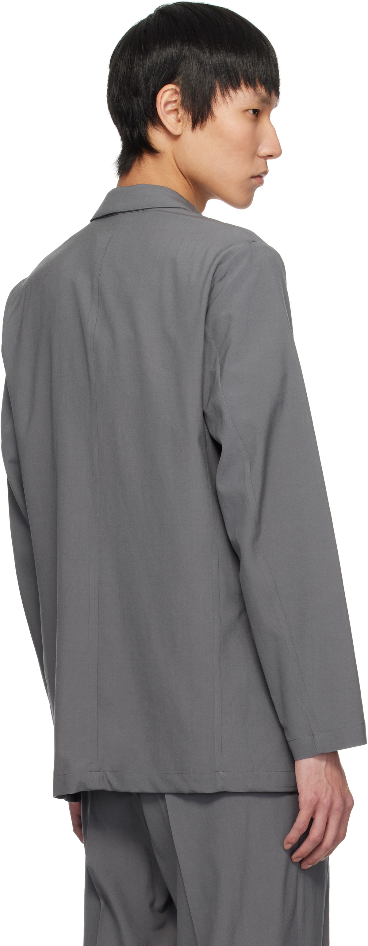 YOKE Gray Double-Breasted Blazer