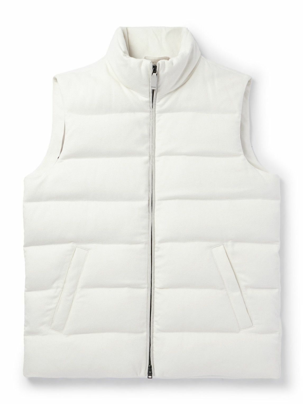 Photo: Herno - Quilted Silk and Cashmere-Blend Down Gilet - White