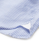 Officine Generale - Gaspard Grandad-Collar Striped Cotton and Linen-Blend Shirt - Men - Blue