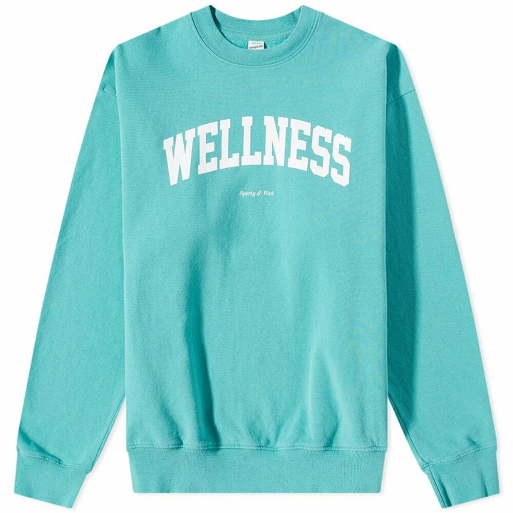 Photo: Sporty & Rich Men's Wellness Ivy Crew Sweat in Faded Teal/White