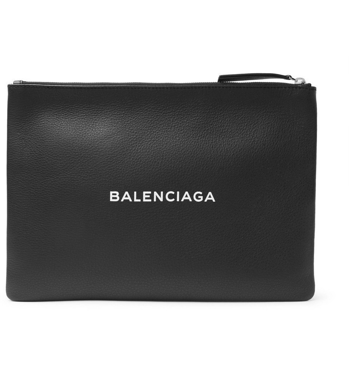 Photo: Balenciaga - Logo-Print Creased-Leather Pouch - Men - Black