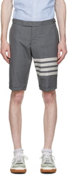 Thom Browne Gray 4-Bar Shorts