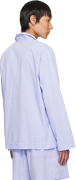 Tekla Blue Poplin Long-Sleeved Pyjama Shirt