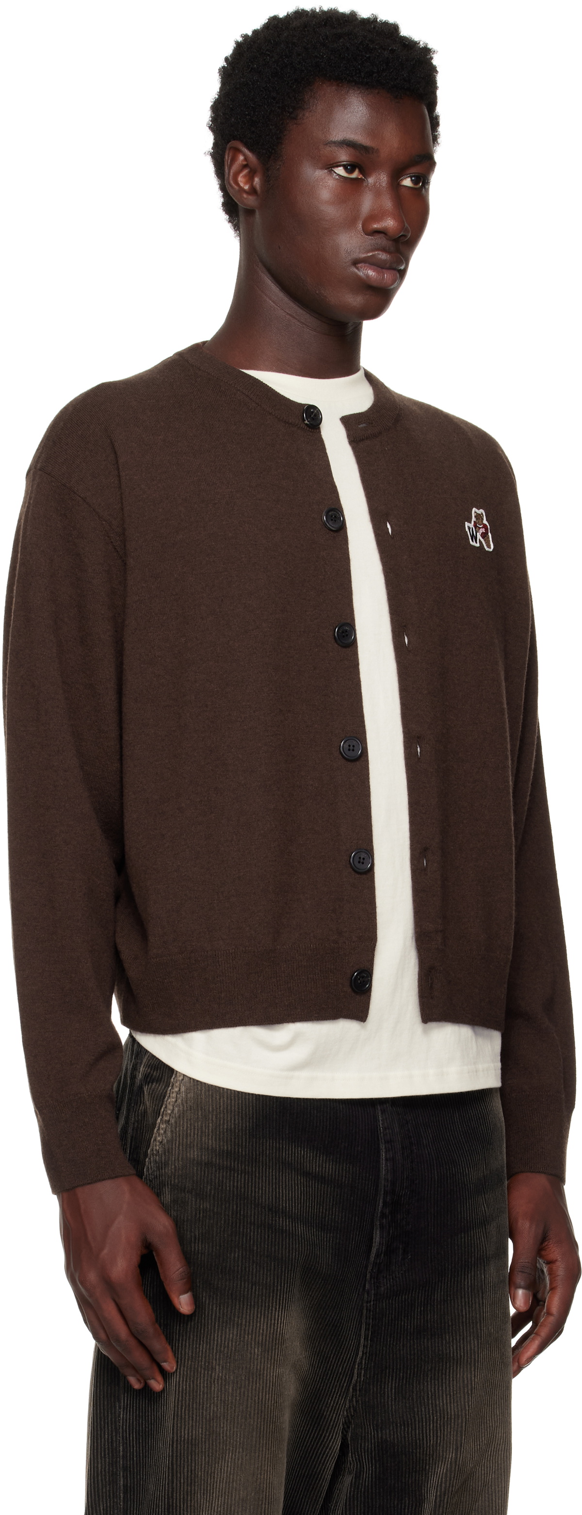 We11done Brown Single Patch Cardigan