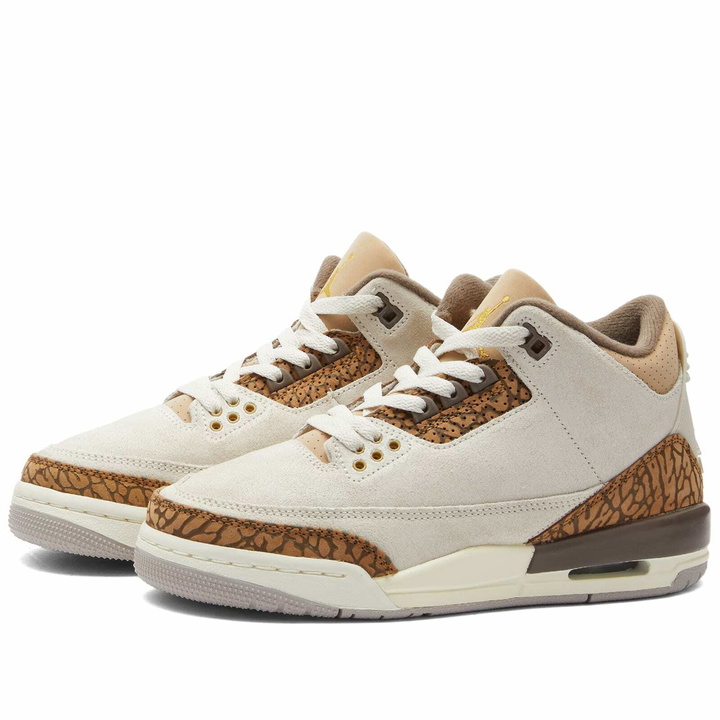 Photo: Air Jordan 3 Retro BG Sneakers in Light Orewood Brown/Metallic Gold