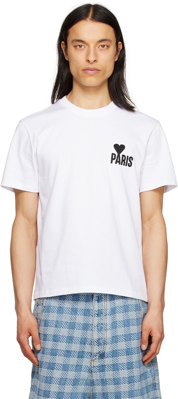 Photo: AMI Alexandre Mattiussi White 'Paris' Ami De Cœur T-Shirt