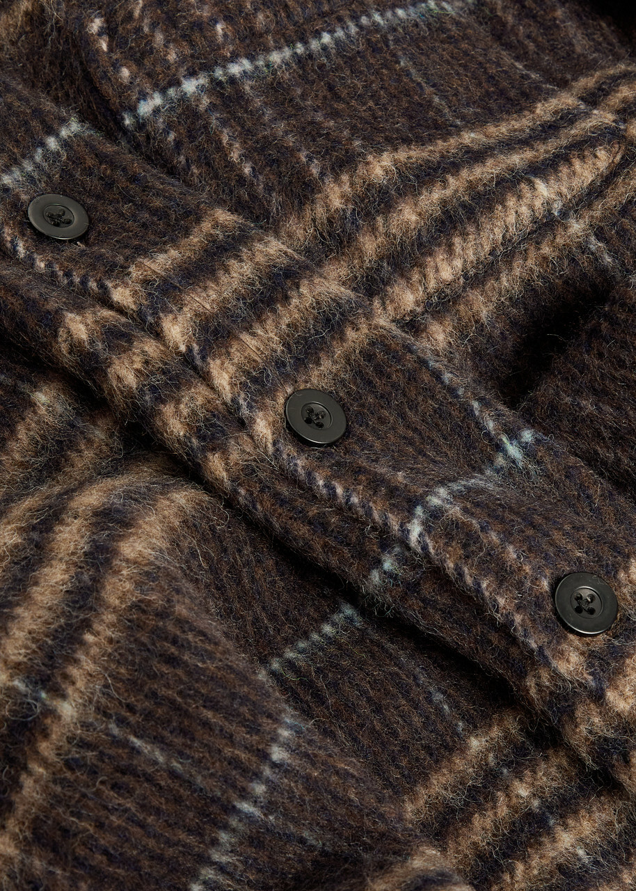 Picante Rocco Plaid Wool-blend Overshirt Brown