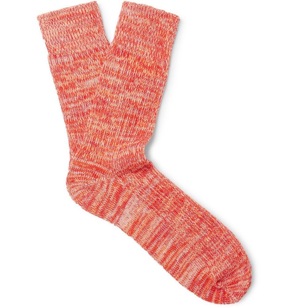 Photo: Albam - Mélange Cotton-Blend Socks - Men - Coral