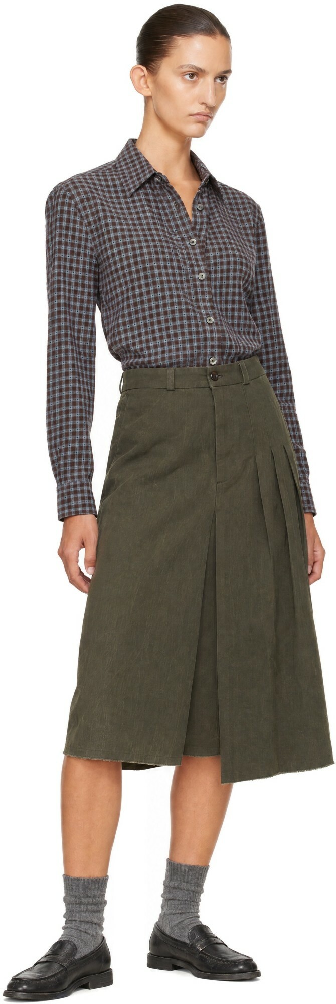 Dunst Brown Essential Slim Checked Shirt