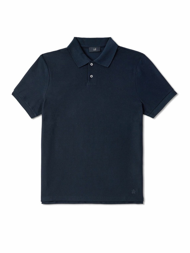 Photo: Dunhill - Logo-Embroidered Cotton-Piqué Polo Shirt - Blue