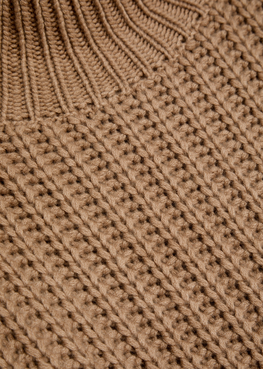 Skiim Justine Lace-up Leather and Cashmere Jumper Beige