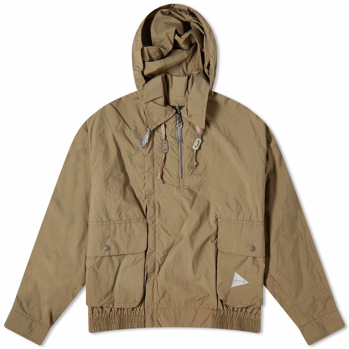And Wander Men's Water Repellant Light Popover Jacket in Khaki and Wander