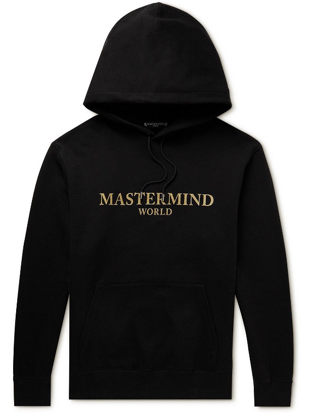 Photo: Mastermind World - Glittered Logo-Print Cotton-Jersey Hoodie - Black