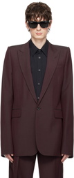 McQueen Burgundy Stacked Shoulder Single-Breasted Blazer