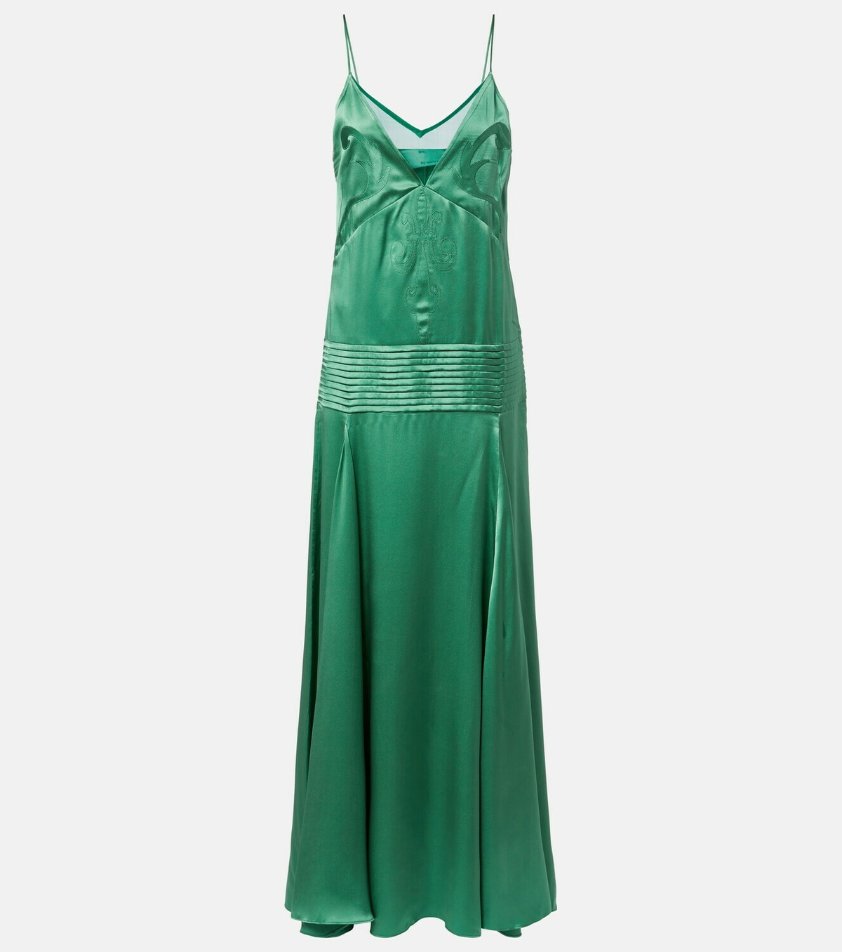 Xu Zhi Embroidered pleated silk satin gown