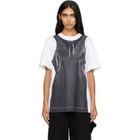 Simone Rocha White & Black Patchwork Satin Trompe L'Oeil Print T-shirt