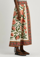 Farm Rio Ainika Printed Cotton Midi Skirt Cream