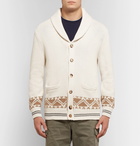 Brunello Cucinelli - Shawl-Collar Cotton-Jacquard Cardigan - Men - Off-white