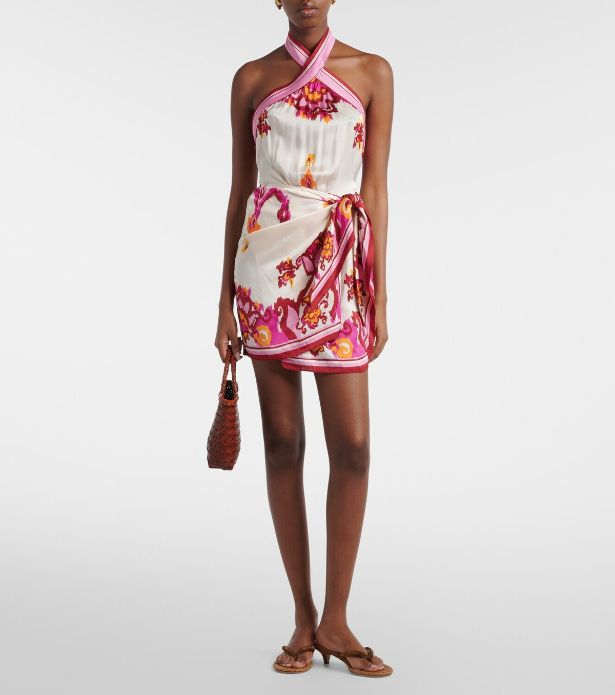 Poupette St Barth Manon printed satin minidress