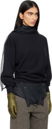 6397 Black Draped Sweatshirt