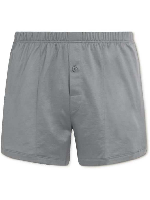 Photo: Hanro - Sporty Mercerised Cotton Boxer Shorts - Gray