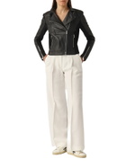 Pinko Changes Chiodo Pelle Bimateriale Jacket