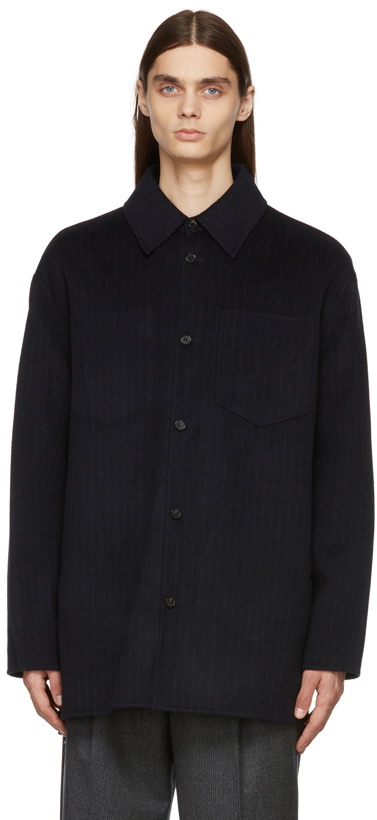 Photo: Acne Studios Navy Wool Shirt Jacket