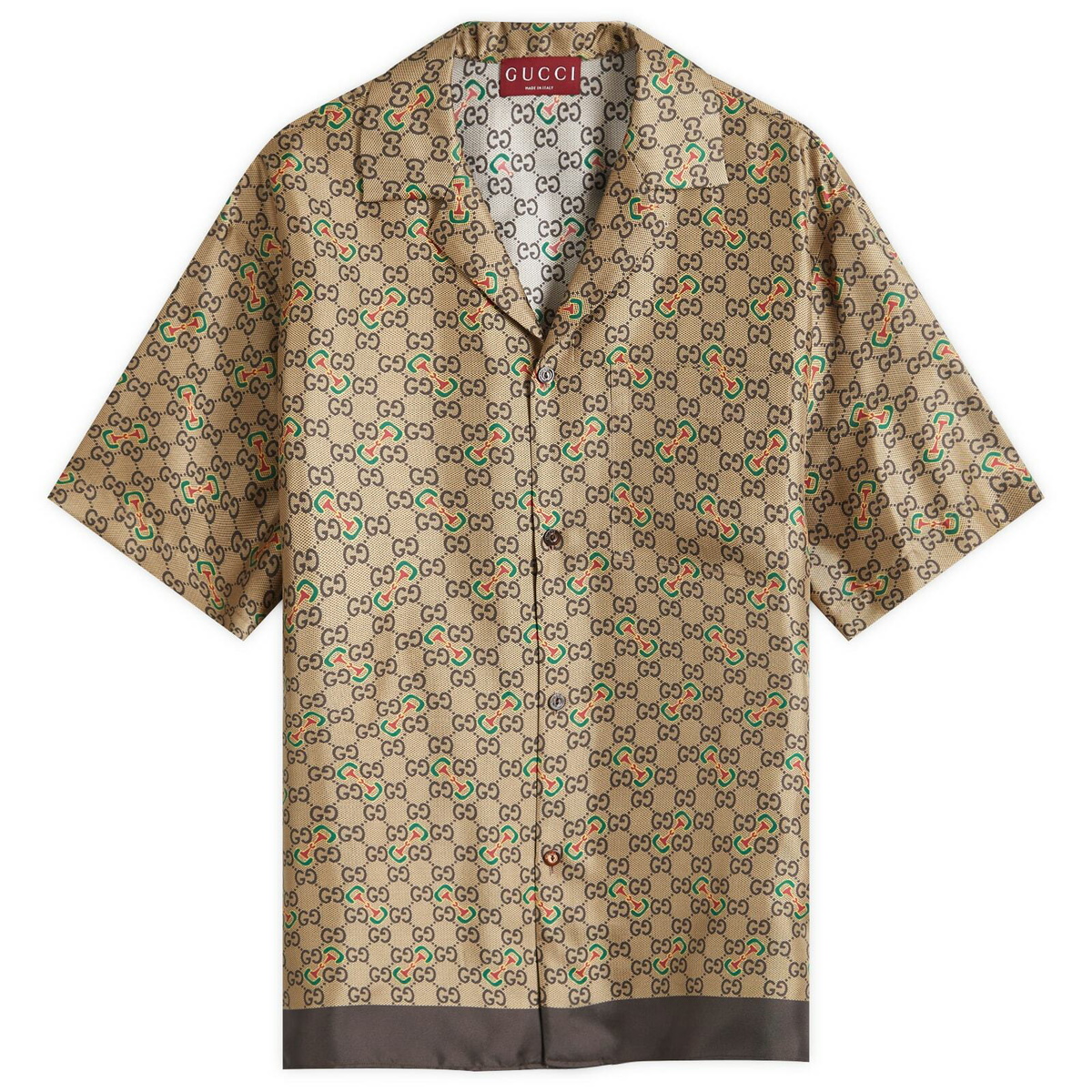 Gucci Men's Silk GG Monogram Vacation Shirt in Green