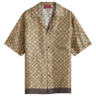 Gucci Men's Silk GG Monogram Vacation Shirt in Green